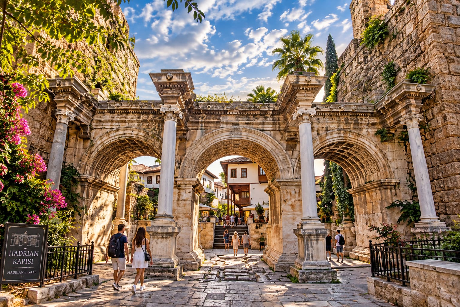 Antalya Kaleiçi Hadrian Kapısı ve çevresi.